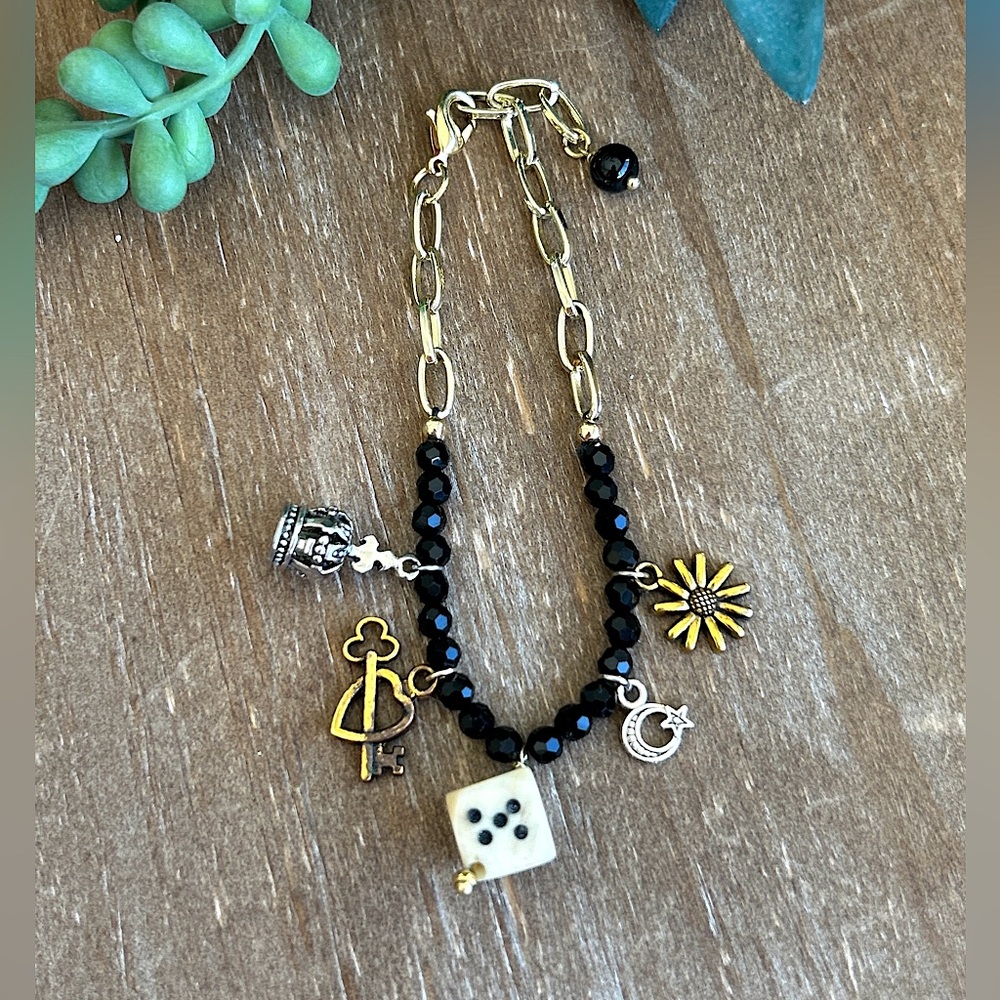 Black and Gold Charm Bracelet